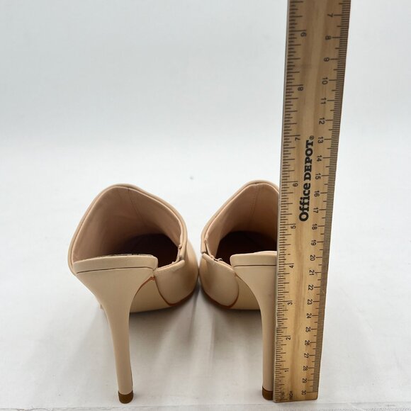 FSJ Nude Matte Slip On Pointed Toe Mules Slide Sandals Stiletto High Heels Shoes - Picture 5 of 8